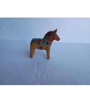 Nils Olsson Swedish Dala Brown Horse Figurine Akta Dalahemslojd 3” Tall See Desc